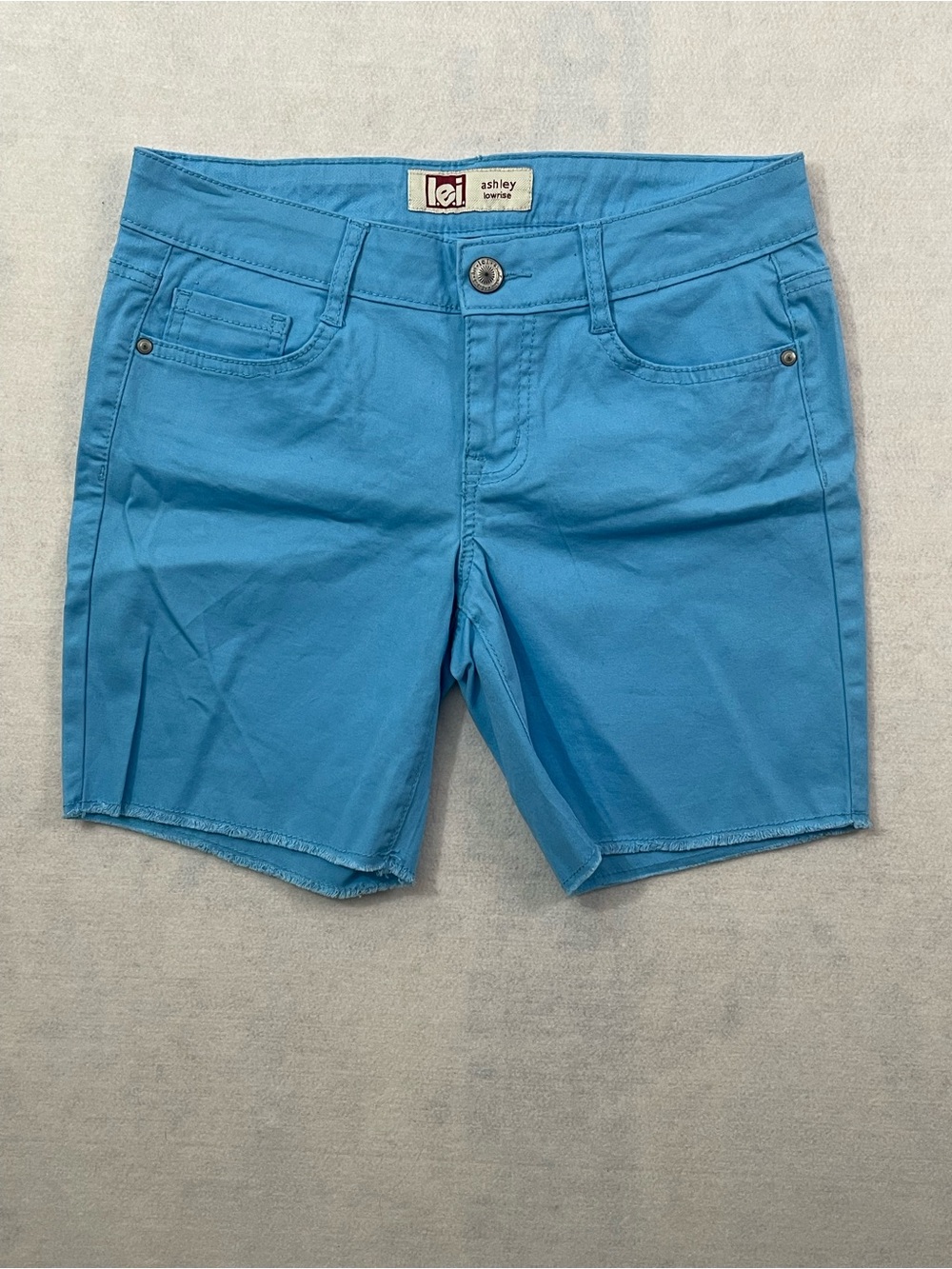 Lei Ashley Lowrise Bright Blue Junior Denim Summer Shorts size 7